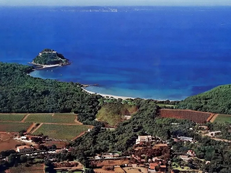 Aerial view of the hotel and sea